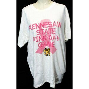 NWT Adidas KSU Kennesaw State White T shirt Pink Day Game Womens L Men Unisex